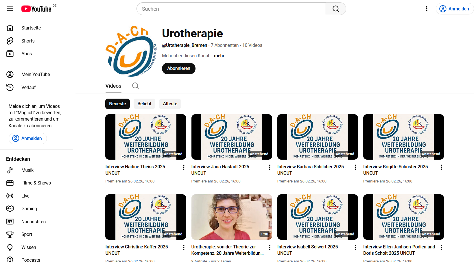 Urotherapie auf Youtube